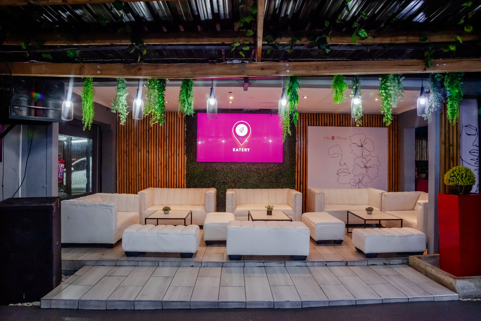 Dining area with ambient lighting